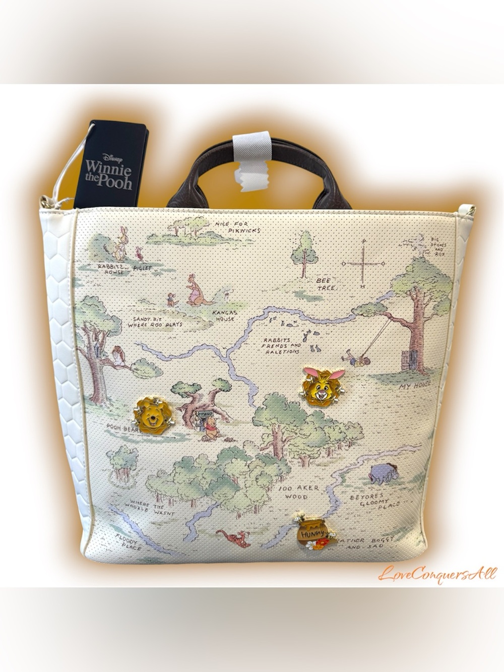 Loungefly Disney Winnie the Pooh Hundred Acre Wood Tote Pin Trader Crossbody Bag